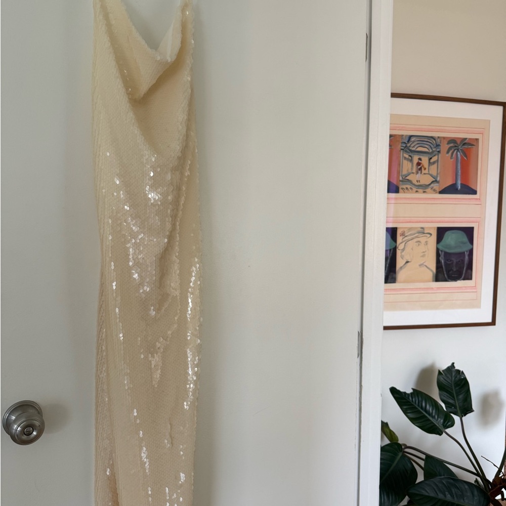 Magda Butrym Cream Sequin Dress